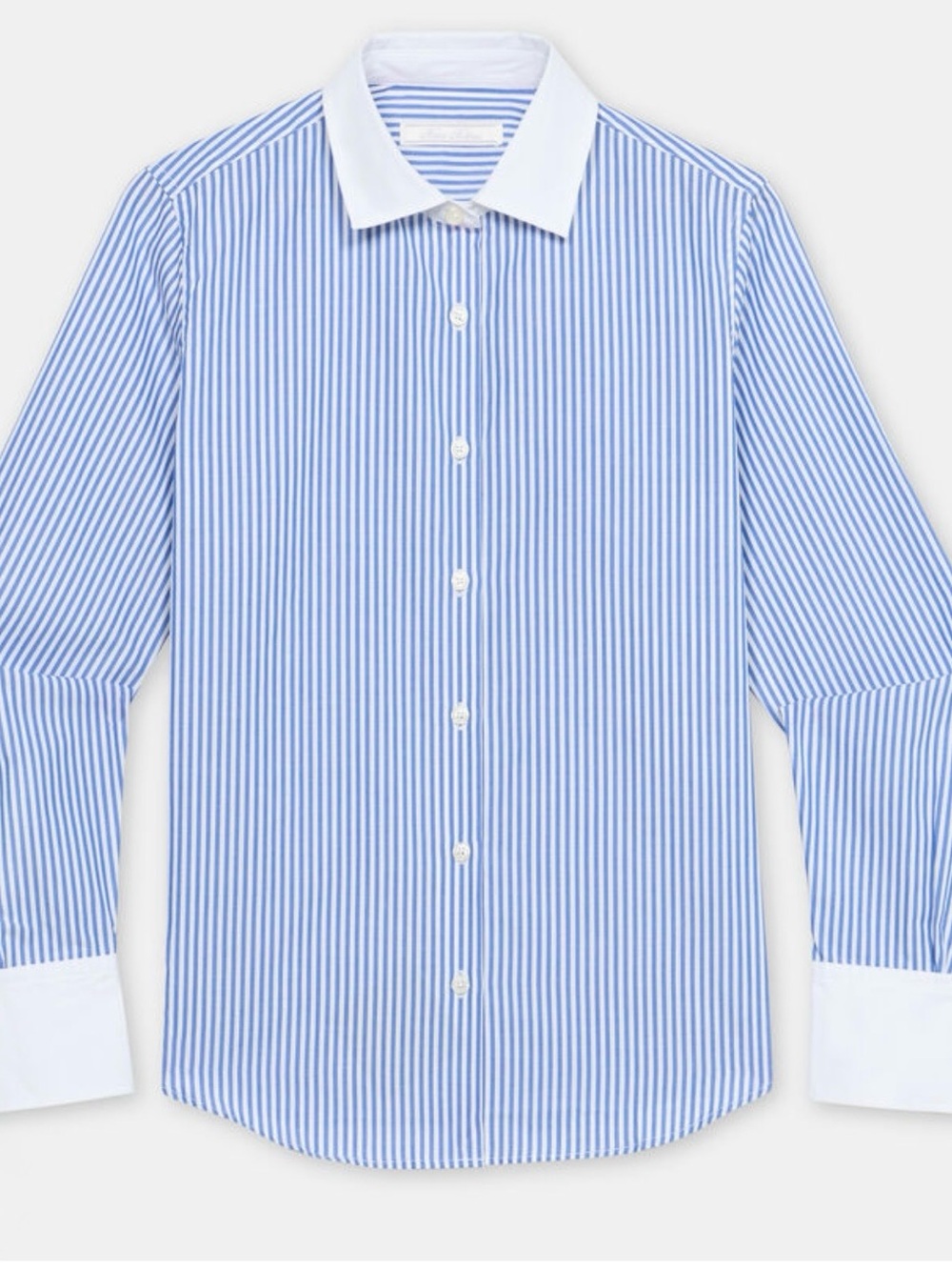 Brooks Brothers Blue Pinstripe Dress Shirt with White Collar and Cuffs